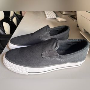 Converse black slip on, size 8M and 9.5W
